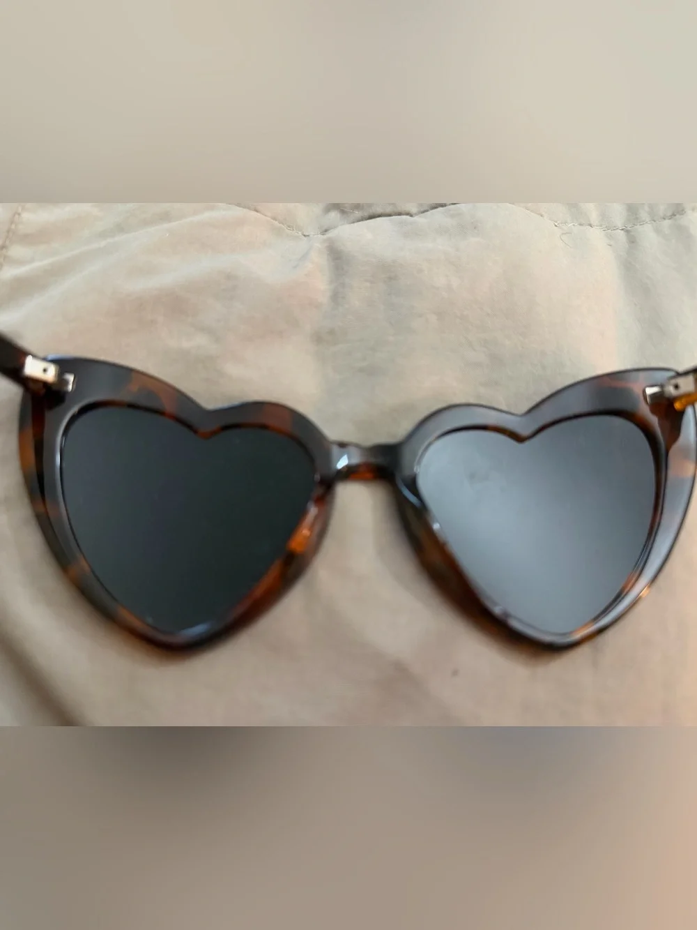 Saint Laurent Tortoiseshell Heart Sunglasses with Dark Lenses